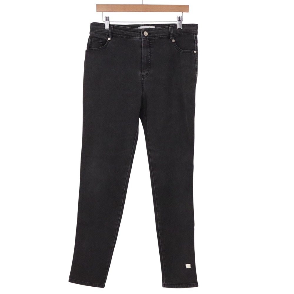 Guy Laroche Jeans Womens 42 Straight Leg Black Faded Denim High Rise Excellent